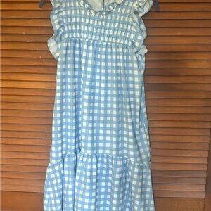 Blue Checkered Mini Dress